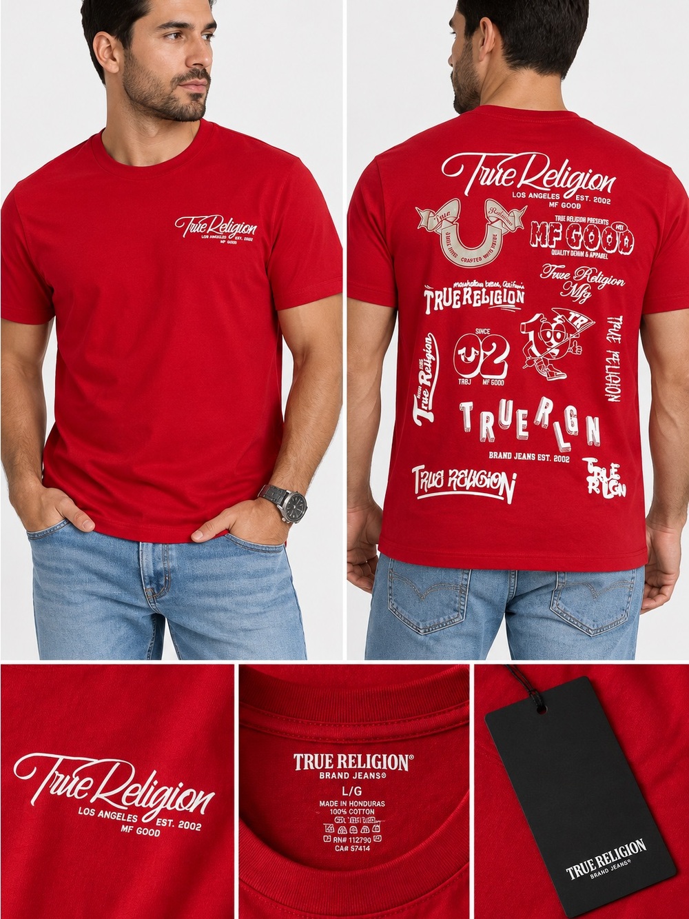 True Religion Red Short-Sleeve Graphic Logo Tee